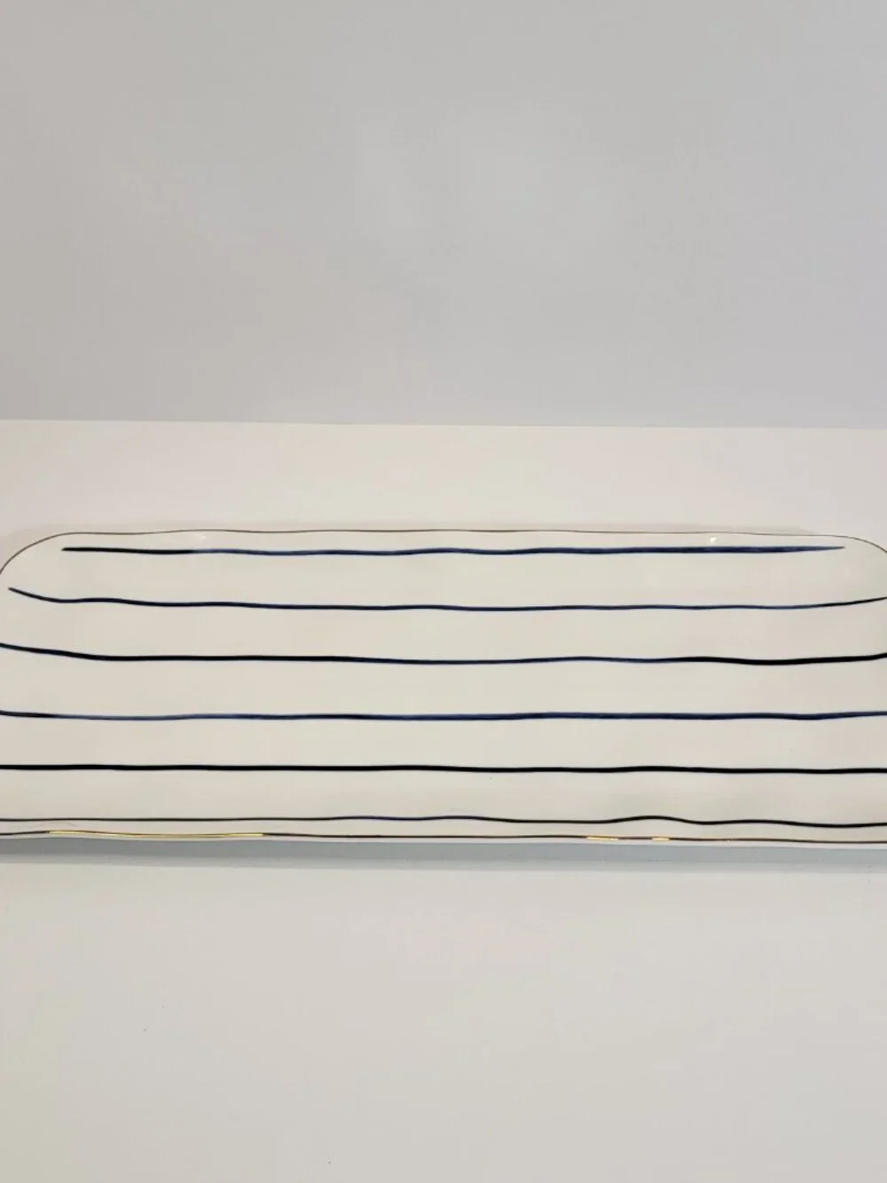 Lenox Blue Bay Stripe Porcelain Hors D'oeuvre Tray -‎ 14